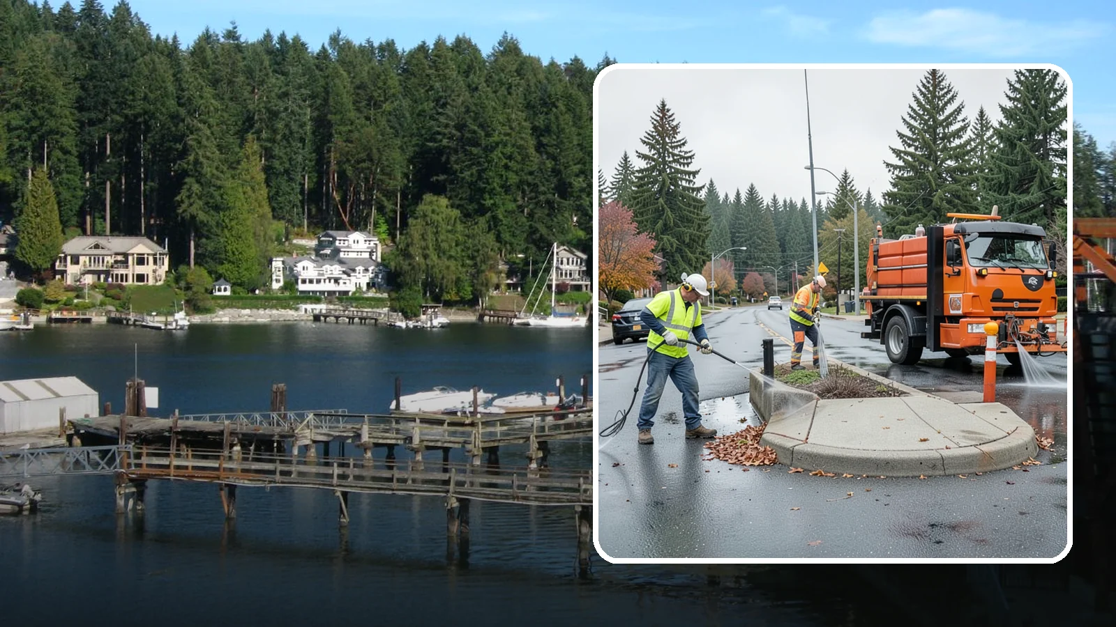 Municipal Sidewalk Cleaning in Gig Harbor, Pierce County, WA - We pressure wash public sidewalks and walkways to remove gum, grime, and stains for Western Washington cities and business...