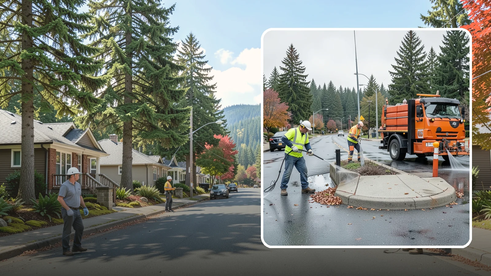 Municipal Sidewalk Cleaning in Hunts Point, King County, WA - We pressure wash public sidewalks and walkways to remove gum, grime, and stains for Western Washington cities and business...