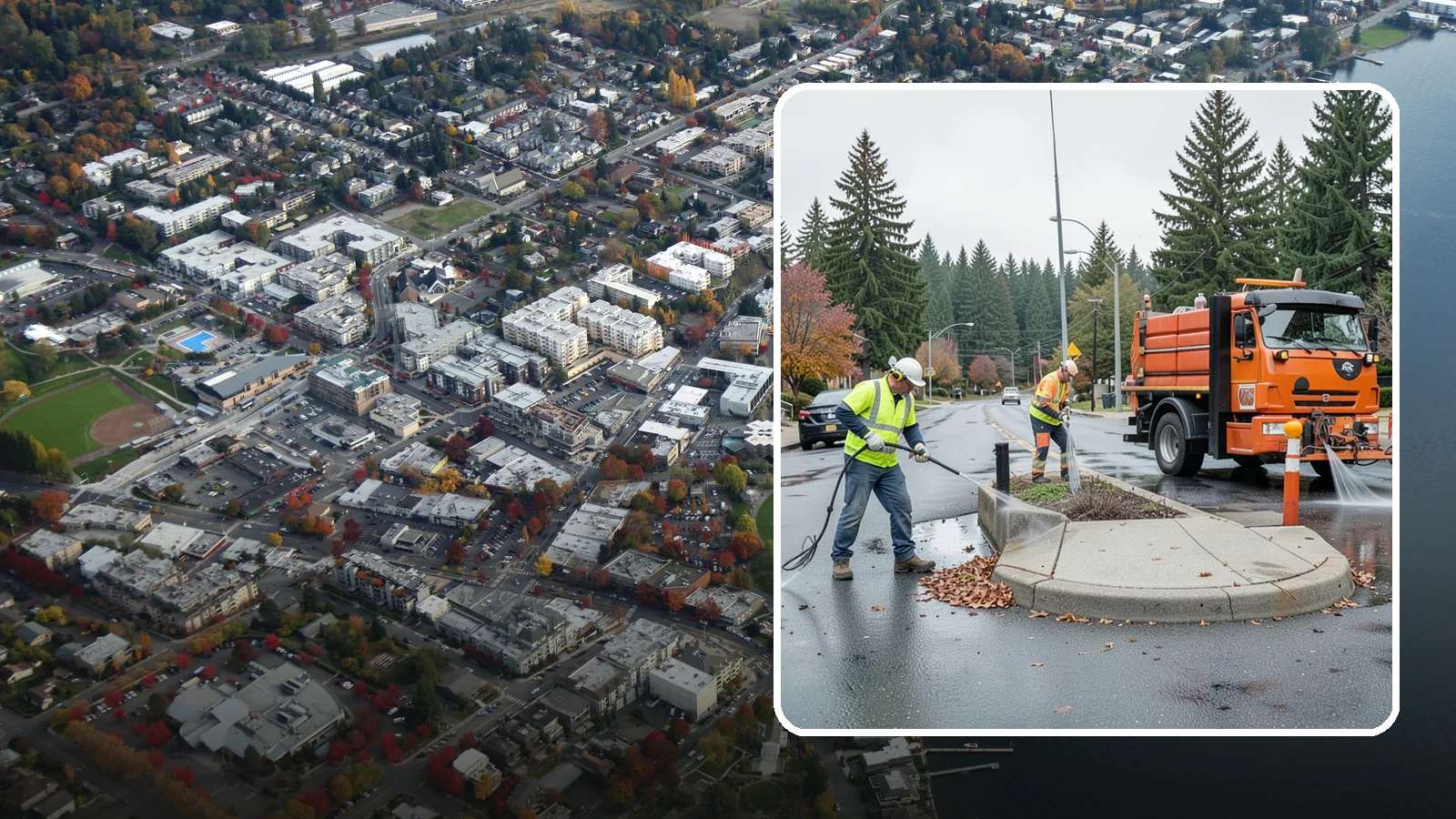 Municipal Sidewalk Cleaning in Kirkland, King County, WA - We pressure wash public sidewalks and walkways to remove gum, grime, and stains for Western Washington cities and business...