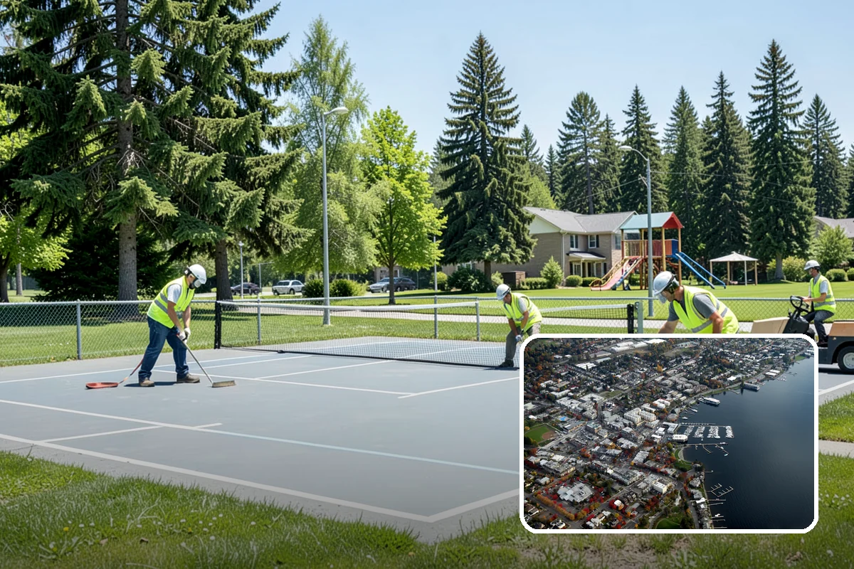 Municipal Sidewalk Cleaning in Kirkland, King County, WA - Surface cleaning removes slip hazards from gum and mildew