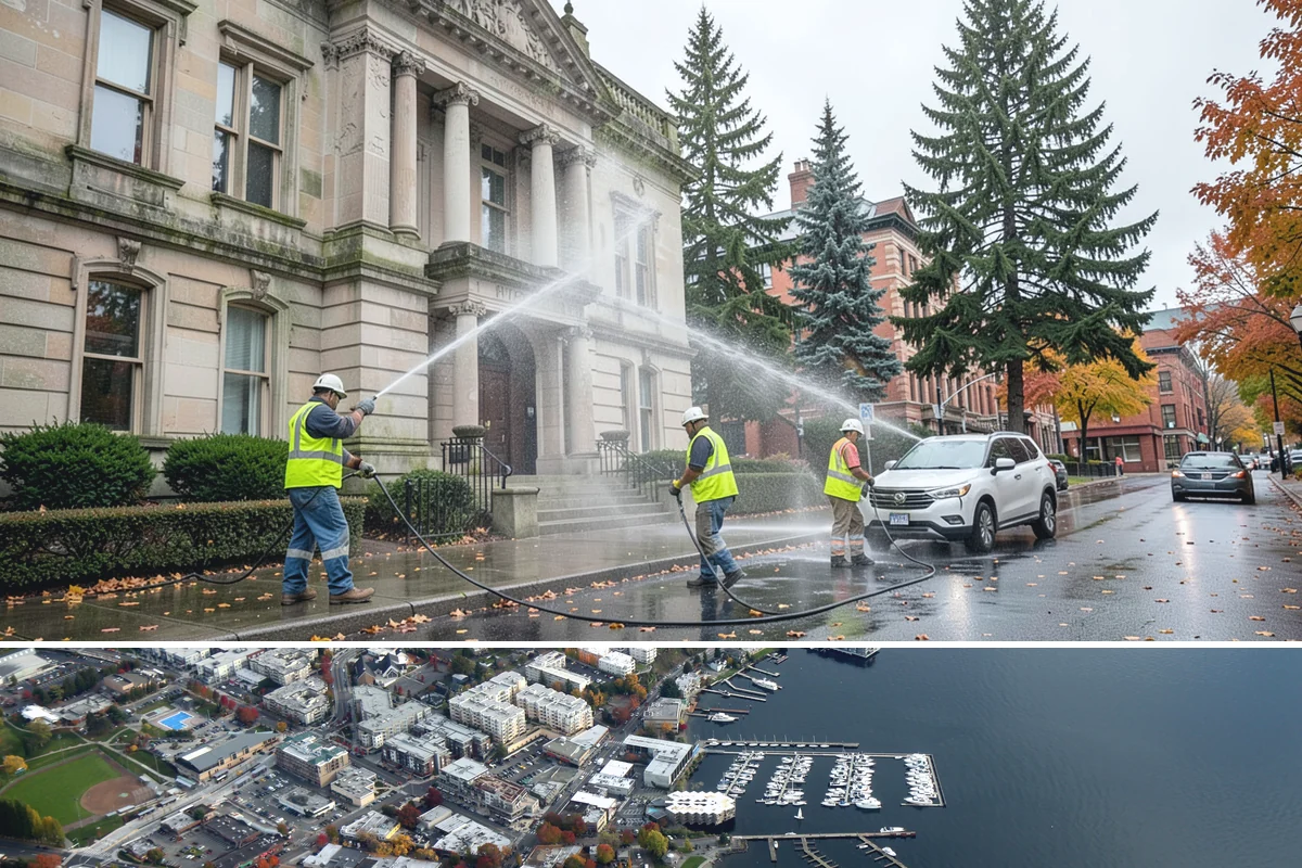 Municipal Sidewalk Cleaning in Kirkland, King County, WA - Washing is most effective in the dry spring-through-fall months, with pre-event cleaning scheduled ahead of festivals and peak...