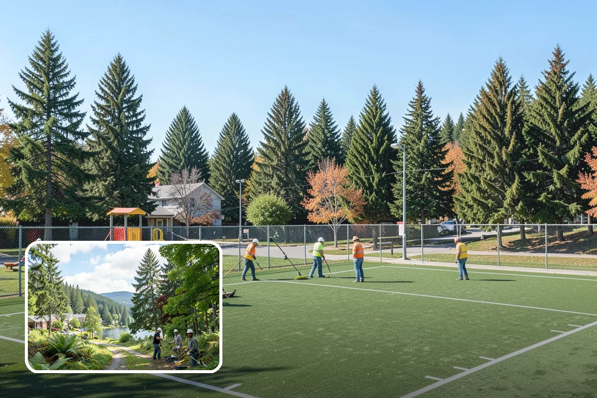 Municipal Sidewalk Cleaning in Lake Forest Park, King County, WA - Surface cleaning removes slip hazards from gum and mildew
