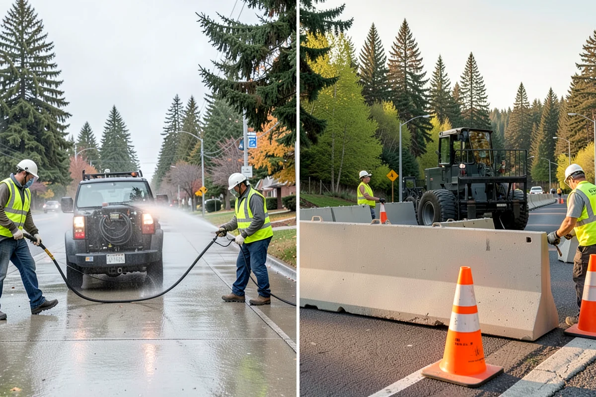 Municipal Sidewalk Cleaning in Lakewood, Pierce County, WA - We map priority walk segments and confirm a cleaning route