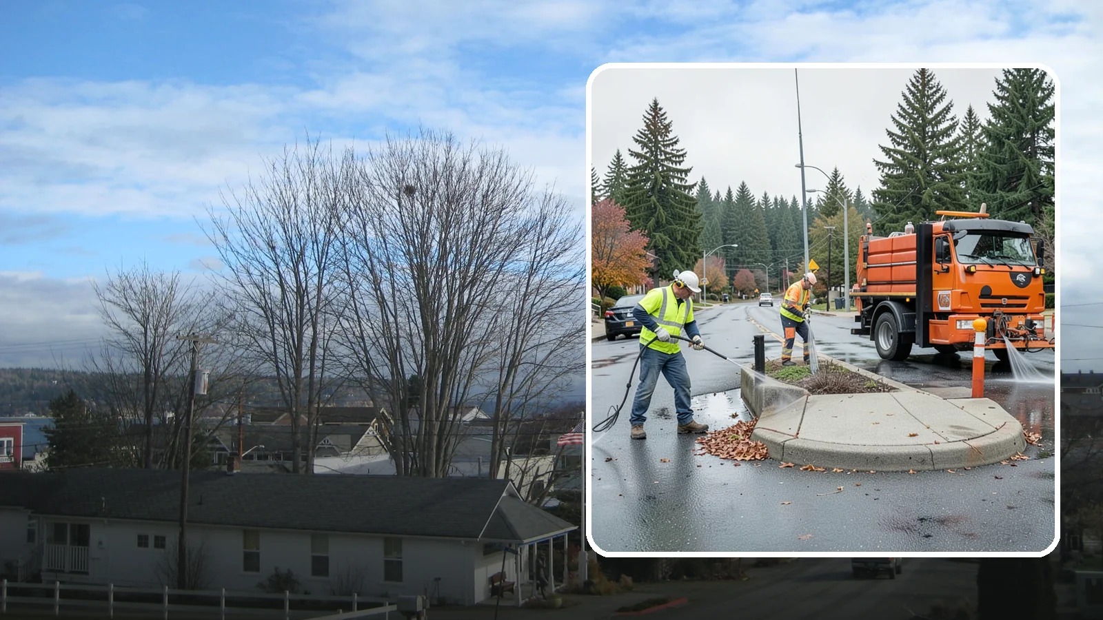 Municipal Sidewalk Cleaning in Langley, Island County, WA - We pressure wash public sidewalks and walkways to remove gum, grime, and stains for Western Washington cities and business...