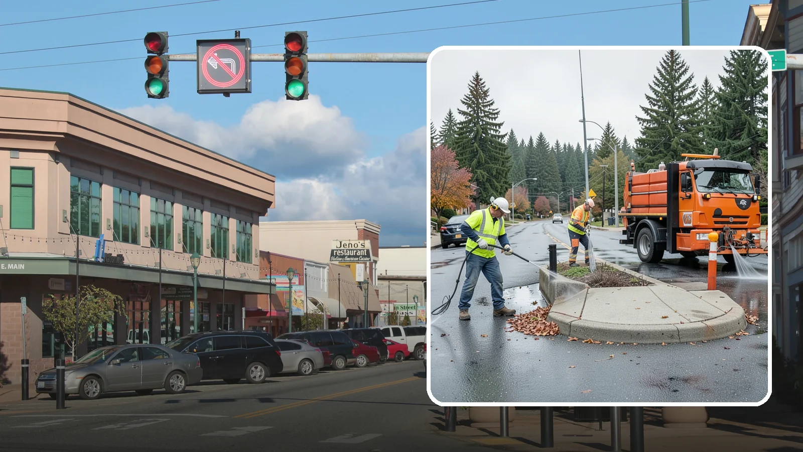 Municipal Sidewalk Cleaning in Monroe, Snohomish County, WA - We pressure wash public sidewalks and walkways to remove gum, grime, and stains for Western Washington cities and business...