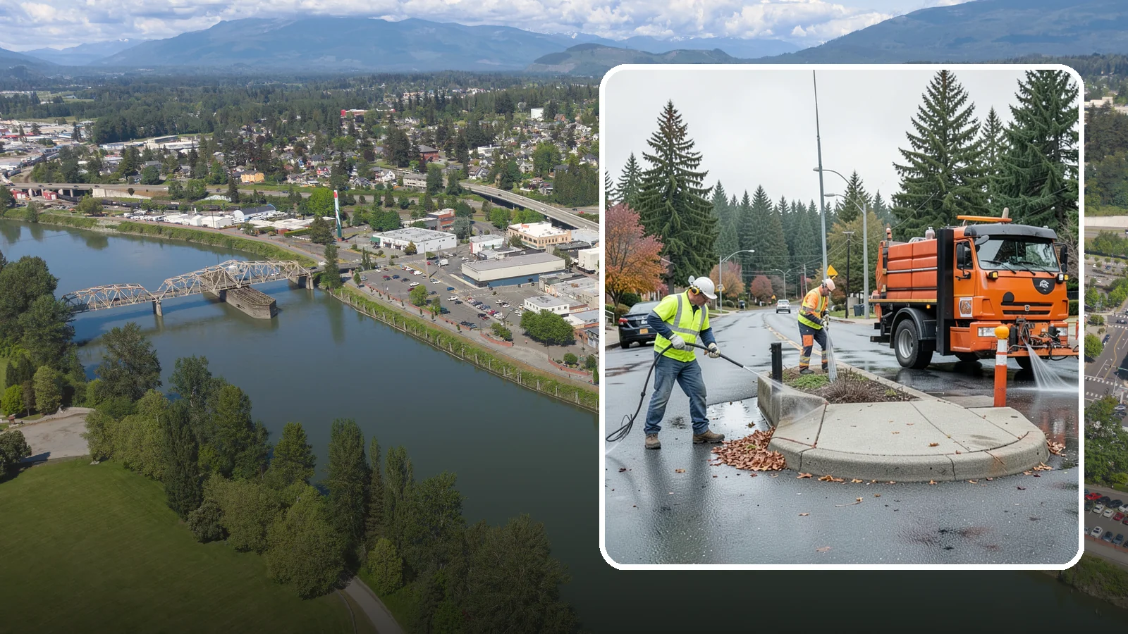 Municipal Sidewalk Cleaning in Mount Vernon, Skagit County, WA - We pressure wash public sidewalks and walkways to remove gum, grime, and stains for Western Washington cities and business...