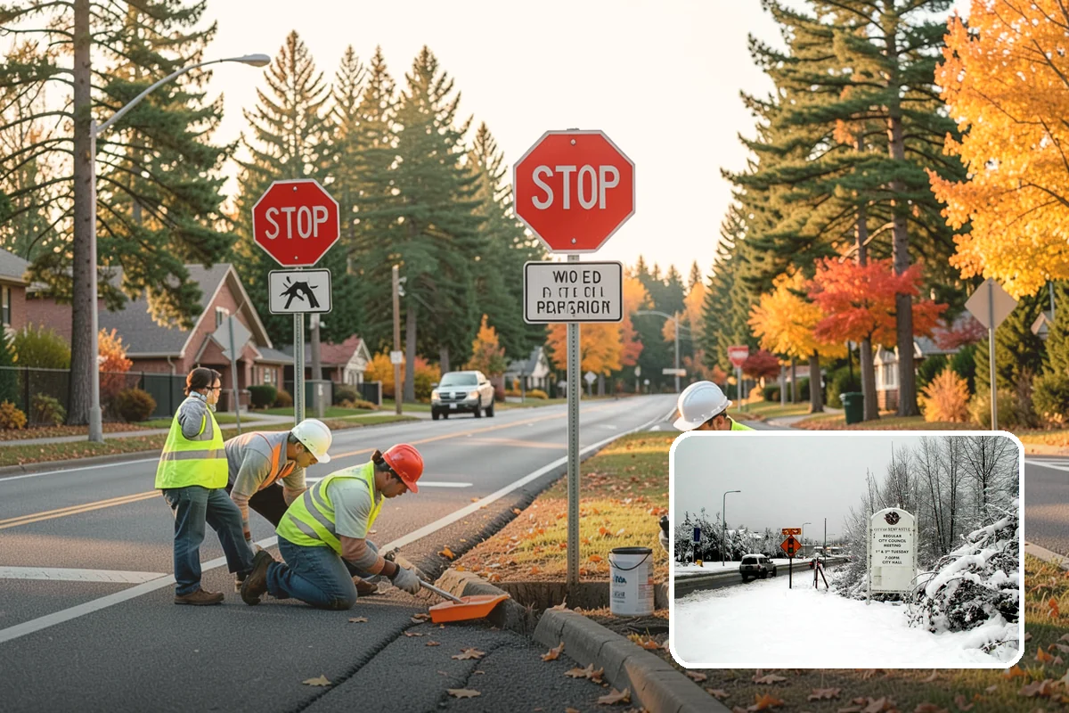 Municipal Sidewalk Cleaning in Newcastle, King County, WA - Surface cleaning removes slip hazards from gum and mildew