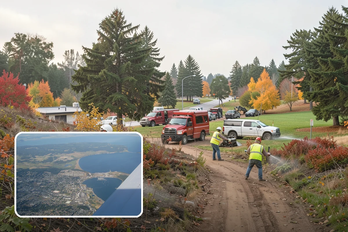 Municipal Sidewalk Cleaning in Oak Harbor, Island County, WA - Surface cleaning removes slip hazards from gum and mildew