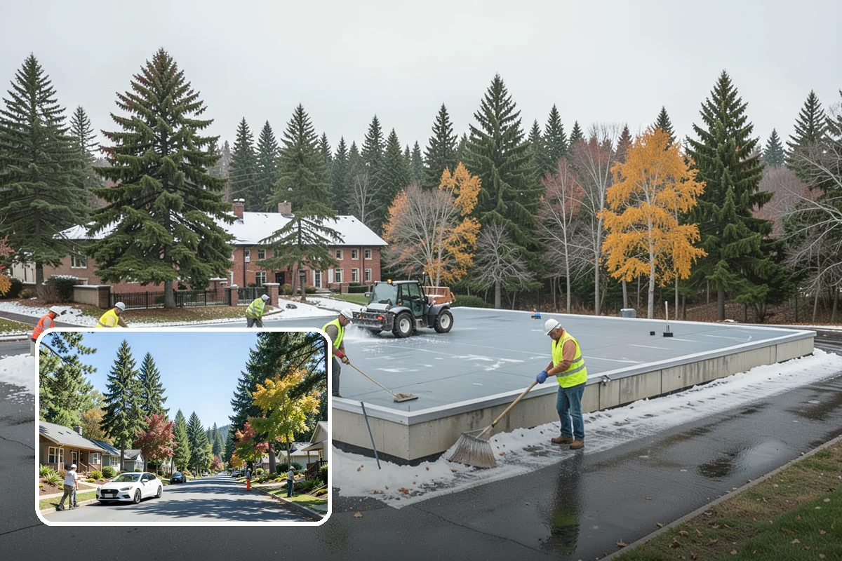 Municipal Sidewalk Cleaning in Orting, Pierce County, WA - Surface cleaning removes slip hazards from gum and mildew