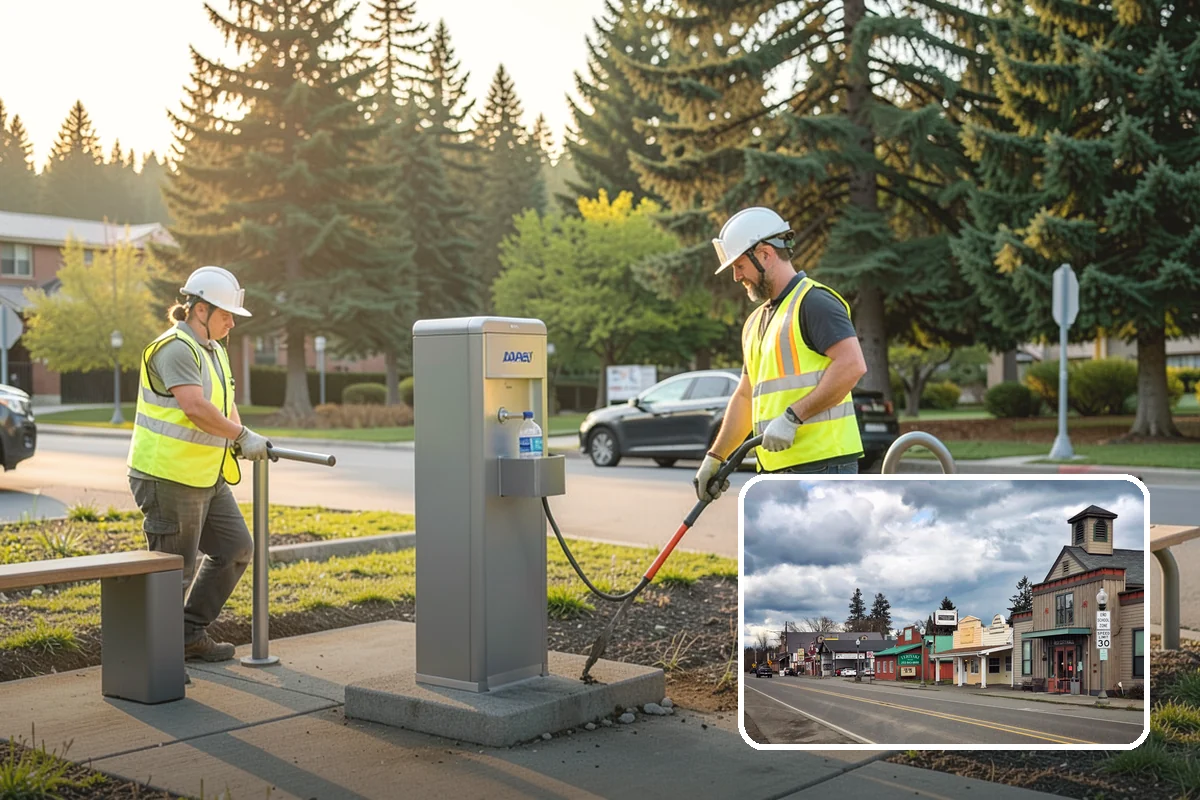 Municipal Sidewalk Cleaning in Roy, Pierce County, WA - Surface cleaning removes slip hazards from gum and mildew