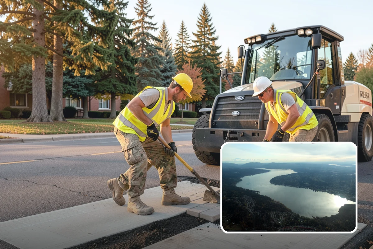 Municipal Sidewalk Cleaning in Sammamish, King County, WA - Surface cleaning removes slip hazards from gum and mildew