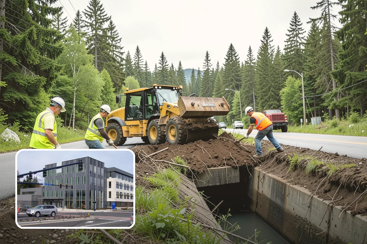 Municipal Sidewalk Cleaning in Shoreline, King County, WA - Surface cleaning removes slip hazards from gum and mildew