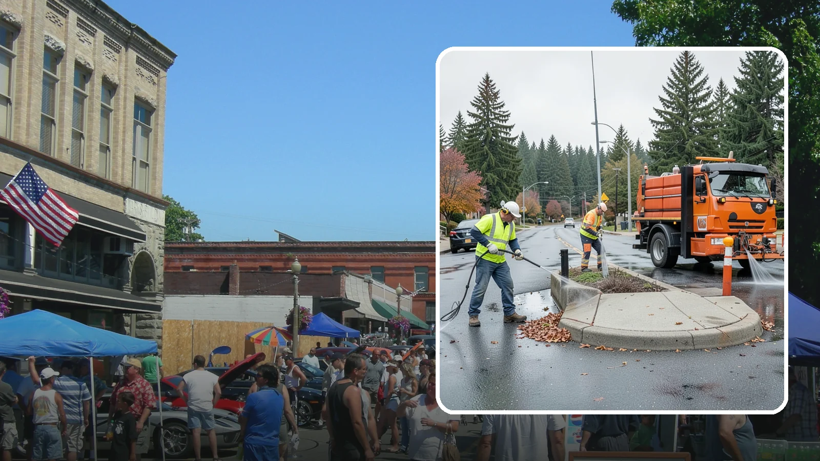 Municipal Sidewalk Cleaning in Snohomish, Snohomish County, WA - We pressure wash public sidewalks and walkways to remove gum, grime, and stains for Western Washington cities and business...