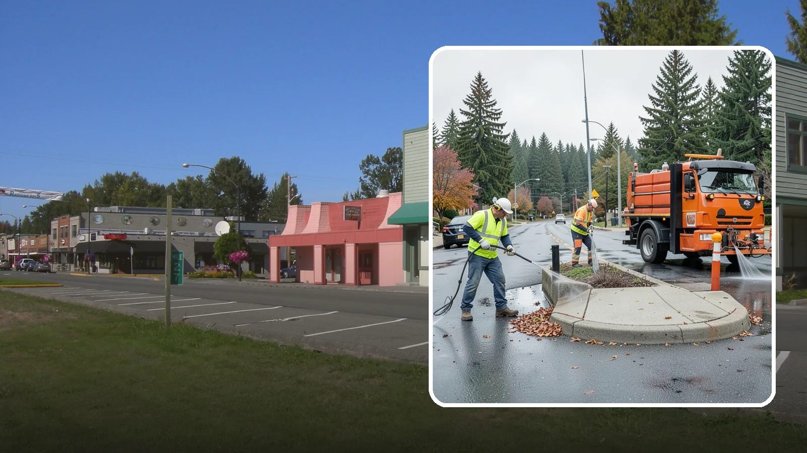 Municipal Sidewalk Cleaning in Snoqualmie, King County, WA - We pressure wash public sidewalks and walkways to remove gum, grime, and stains for Western Washington cities and business...