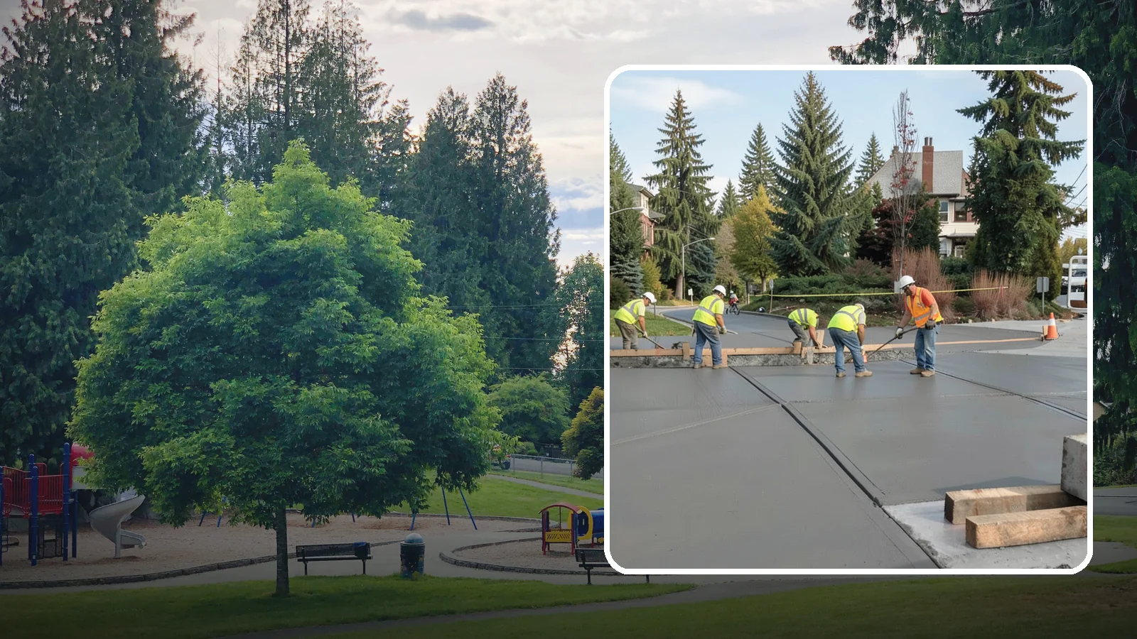 Municipal Sidewalk Construction in Bonney Lake, Pierce County, WA - Build new public sidewalk segments that close gaps in your pedestrian network and meet current accessibility standards.