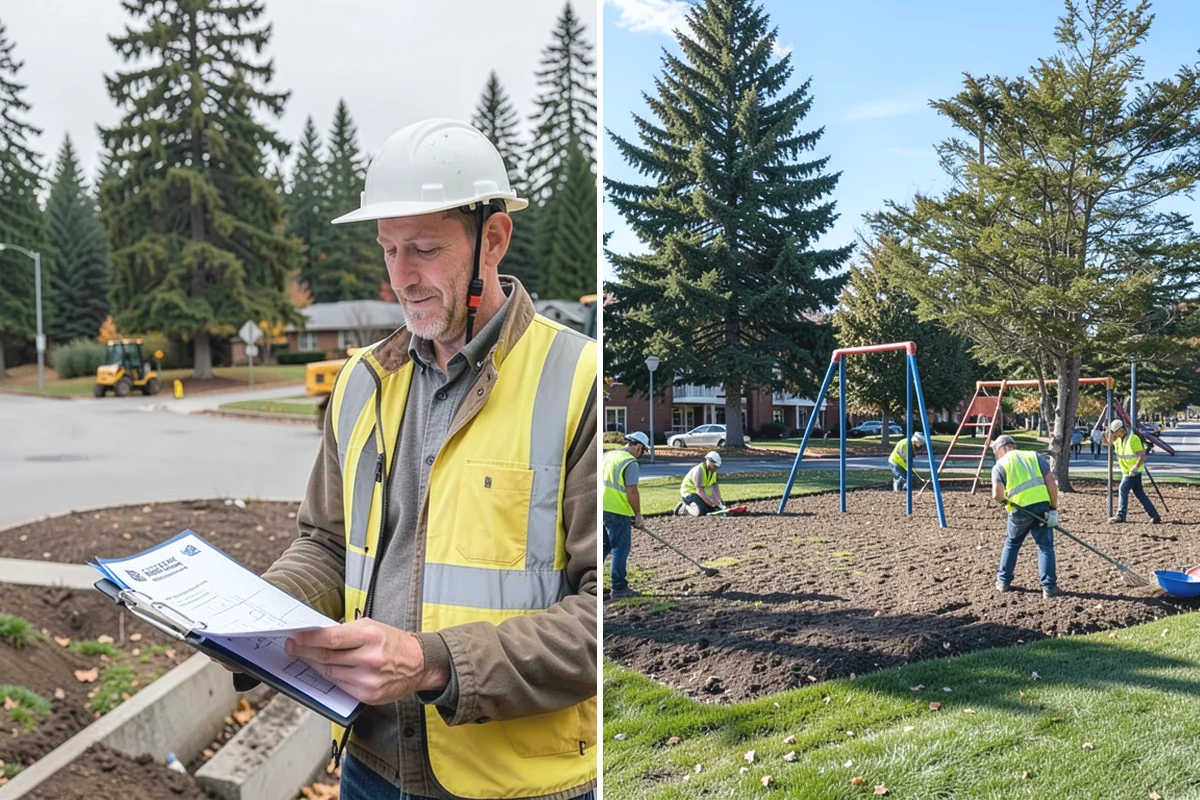 Municipal Sidewalk Construction in Buckley, Pierce County, WA - Survey, grade verification, and utility locate coordination