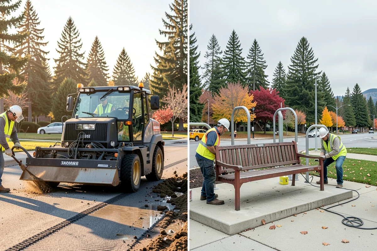 Municipal Sidewalk Construction in Lake Forest Park, King County, WA - Survey, grade verification, and utility locate coordination