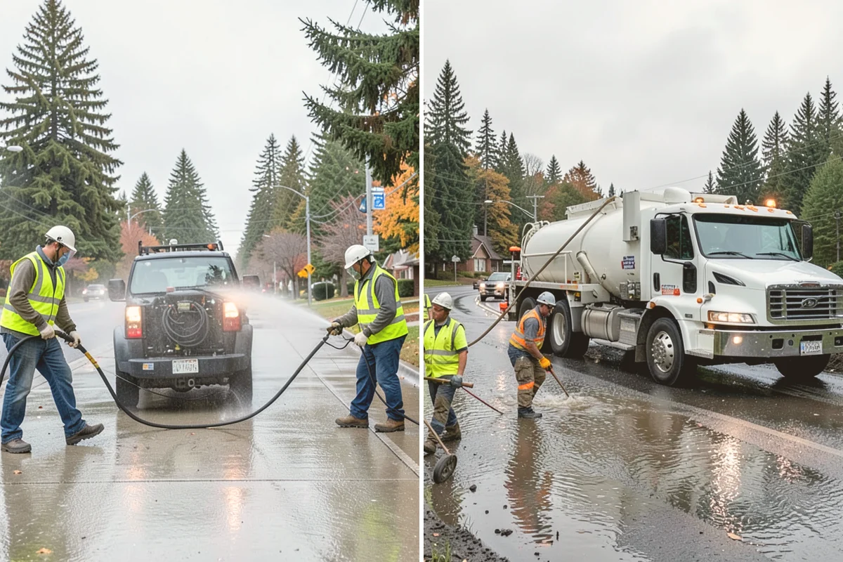 Municipal Sidewalk Construction in Langley, Island County, WA - Survey, grade verification, and utility locate coordination