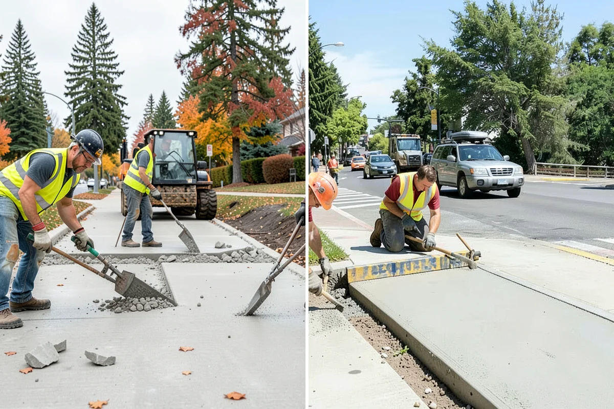 Municipal Sidewalk Construction in Pacific, King County, WA - Survey, grade verification, and utility locate coordination