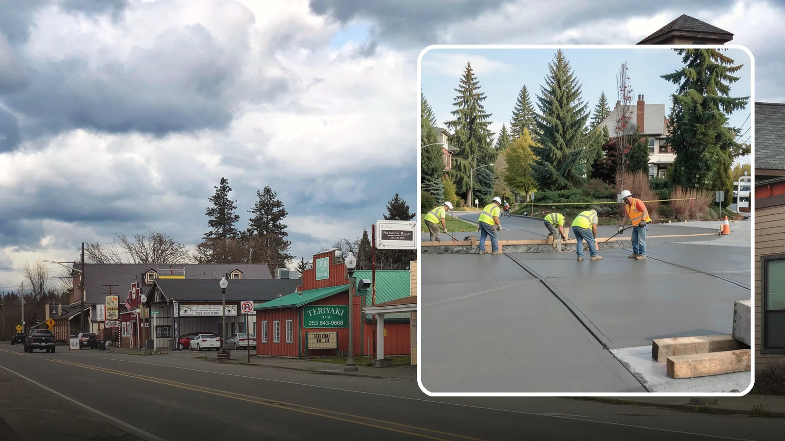 Municipal Sidewalk Construction in Roy, Pierce County, WA - Build new public sidewalk segments that close gaps in your pedestrian network and meet current accessibility standards.