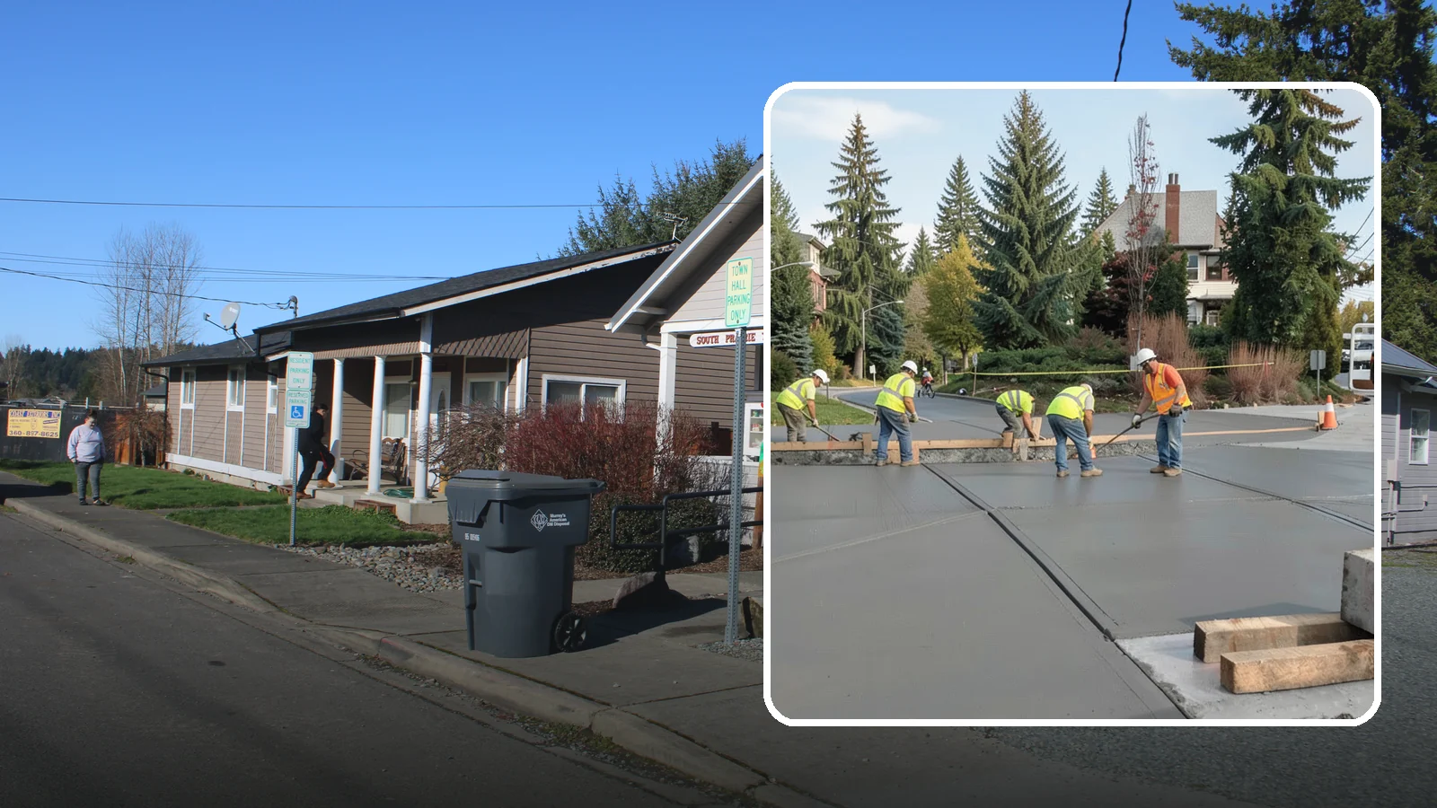 Municipal Sidewalk Construction in South Prairie, Pierce County, WA - Build new public sidewalk segments that close gaps in your pedestrian network and meet current accessibility standards.