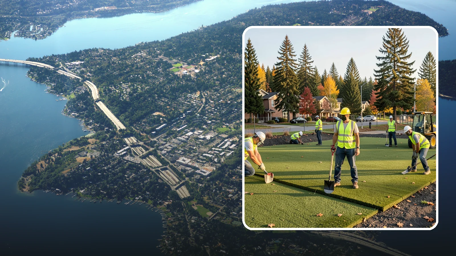 Municipal Sod Installation in Mercer Island, King County, WA - We install graded, established sod for public parks, sports fields, and civic grounds under insured, prevailing-wage contracts...