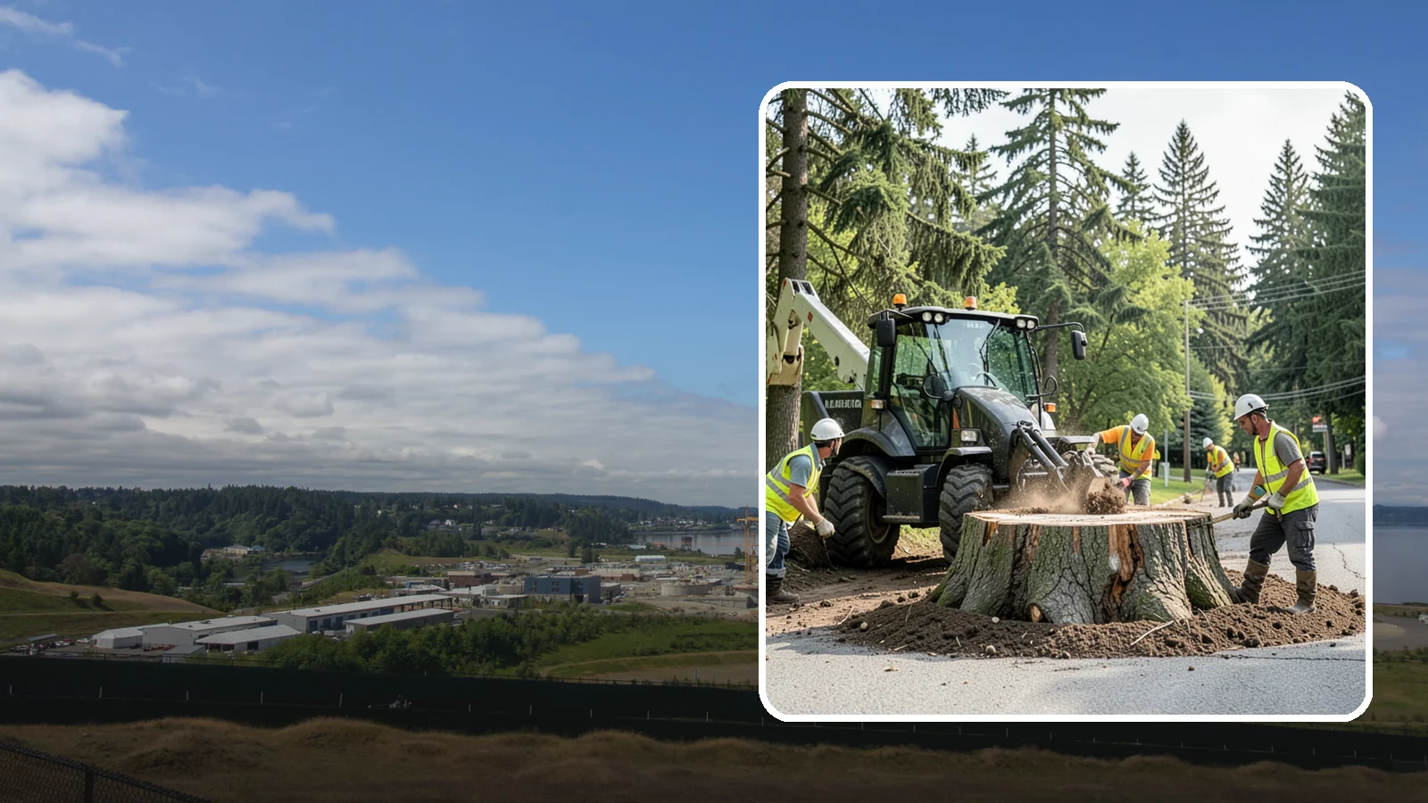 Municipal Stump Grinding in University Place, Pierce County, WA - We grind and restore public tree stumps to eliminate trip hazards and prepare sites for replanting or turf across Western...