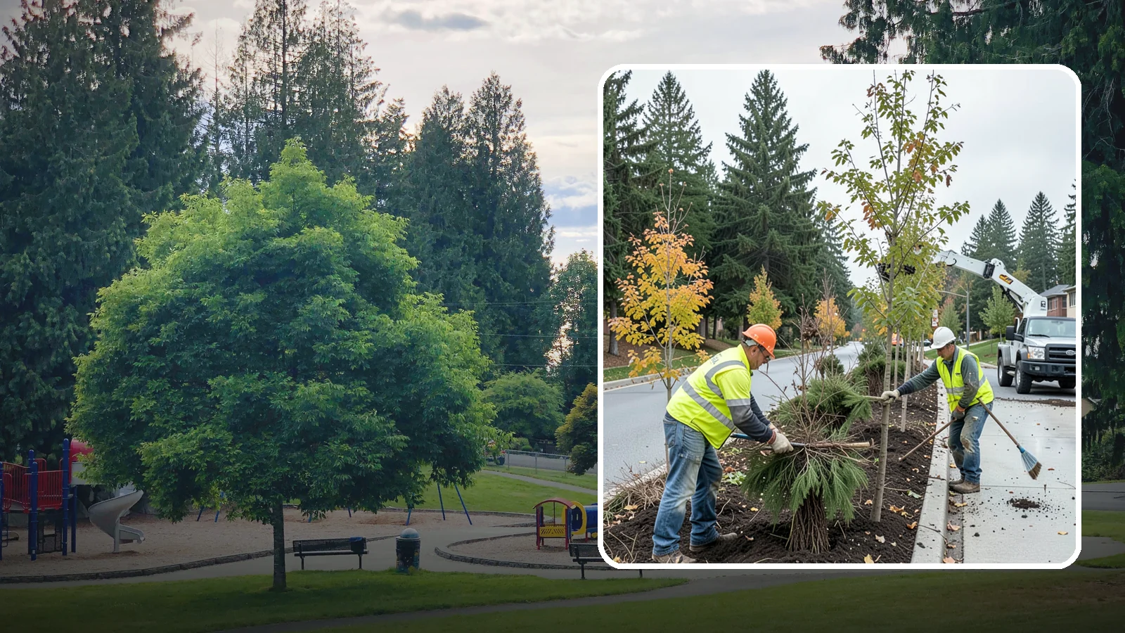 Municipal Tree Planting in Bonney Lake, Pierce County, WA - We plant right-tree-right-place public trees with establishment care for streets, parks, and civic sites across Western...