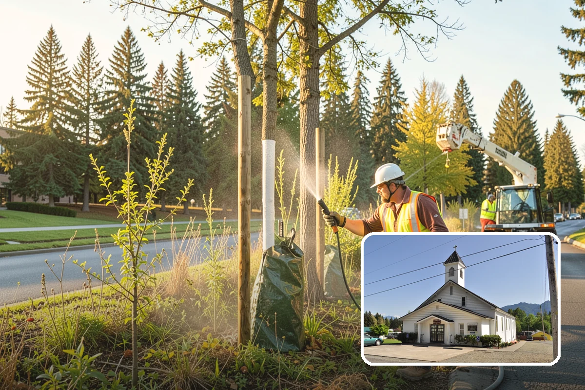 Municipal Tree Planting in Concrete, Skagit County, WA - Species matched to site conditions reduces future conflicts and replacements