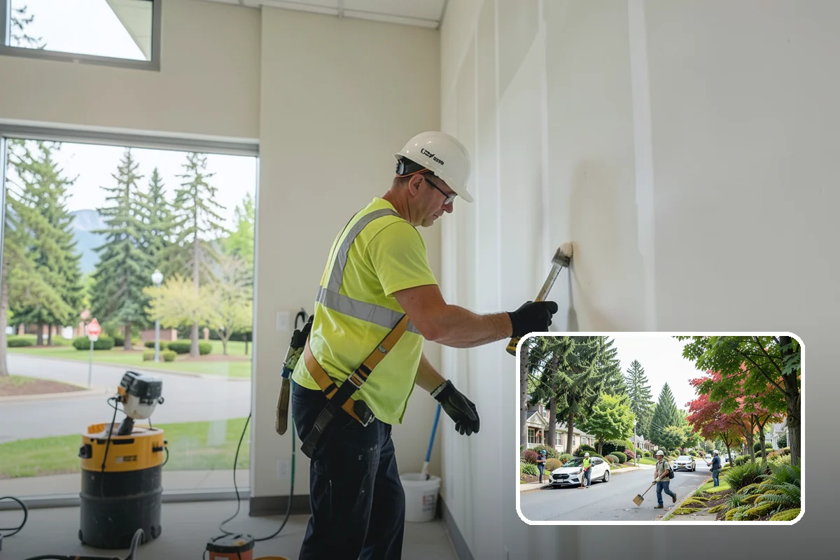 Municipal Vegetation Management in Beaux Arts Village, King County, WA - Cleared sight lines and signage improve public safety and MUTCD compliance