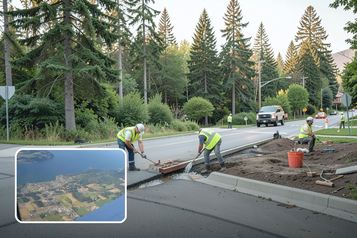 Municipal Vegetation Management in Coupeville, Island County, WA - Cleared sight lines and signage improve public safety and MUTCD compliance