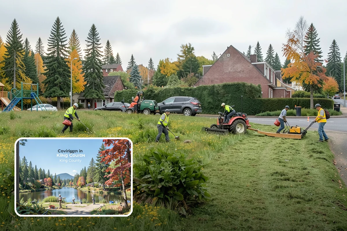 Municipal Vegetation Management in Covington, King County, WA - Cleared sight lines and signage improve public safety and MUTCD compliance