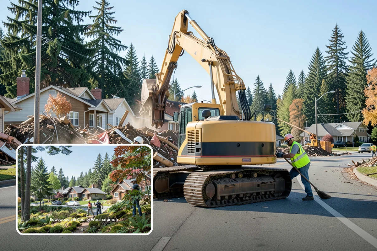Municipal Vegetation Management in Edgewood, Pierce County, WA - Cleared sight lines and signage improve public safety and MUTCD compliance