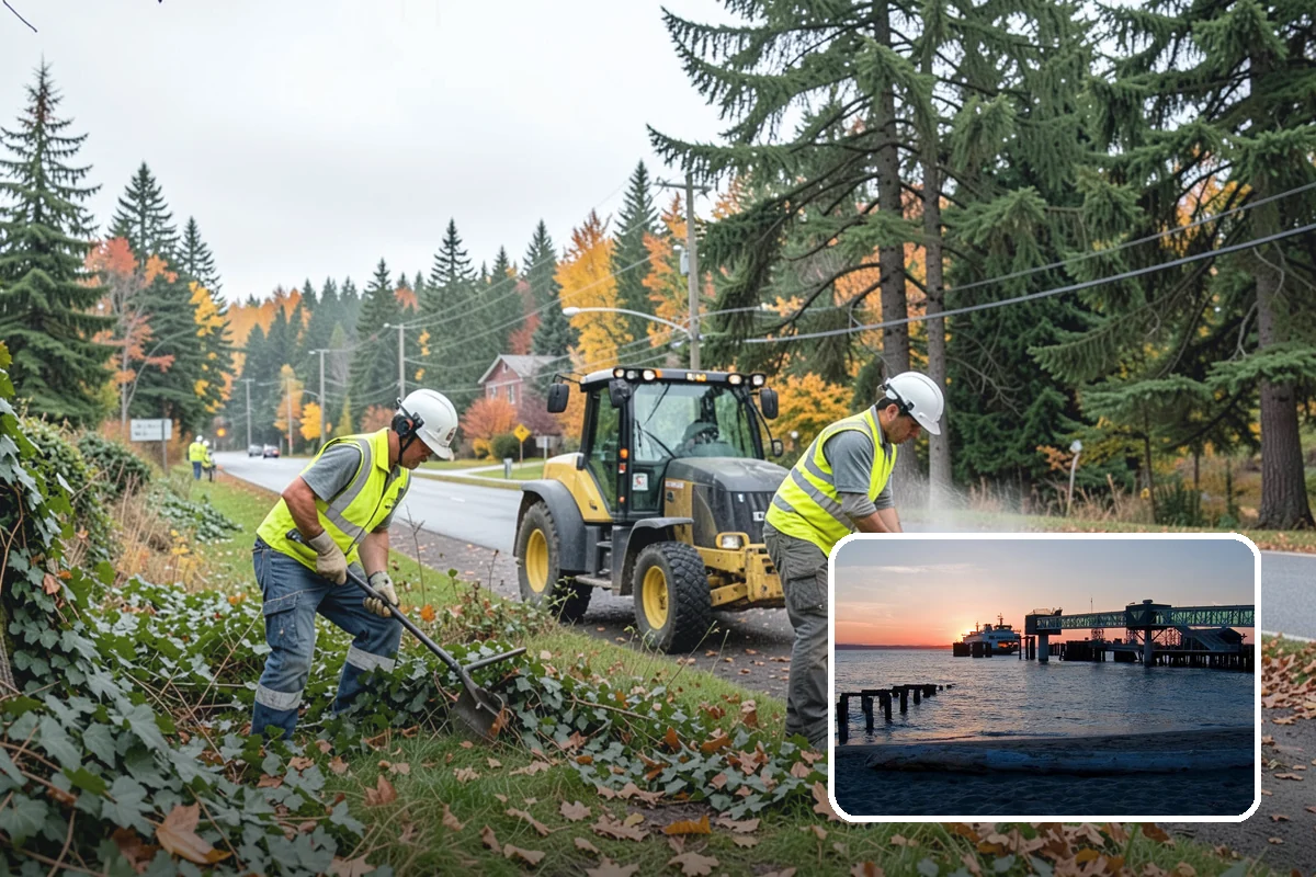 Municipal Vegetation Management in Edmonds, Snohomish County, WA - Cleared sight lines and signage improve public safety and MUTCD compliance