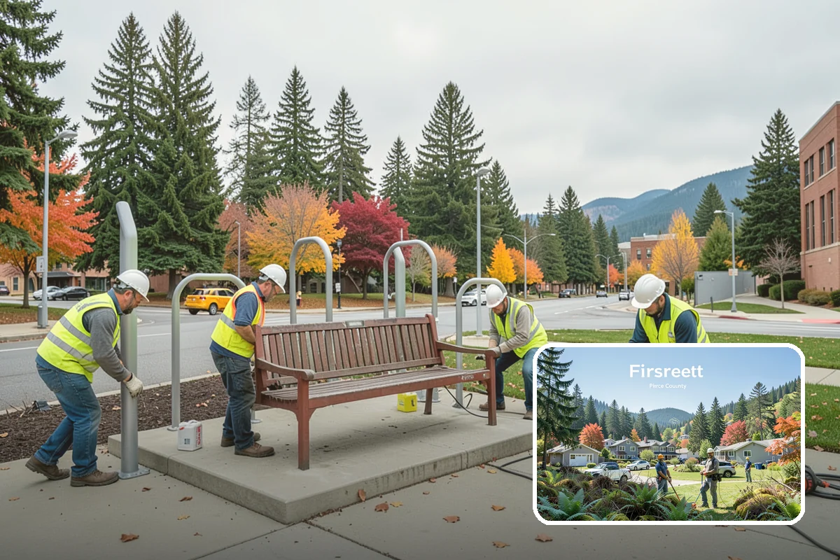 Municipal Vegetation Management in Fircrest, Pierce County, WA - Cleared sight lines and signage improve public safety and MUTCD compliance