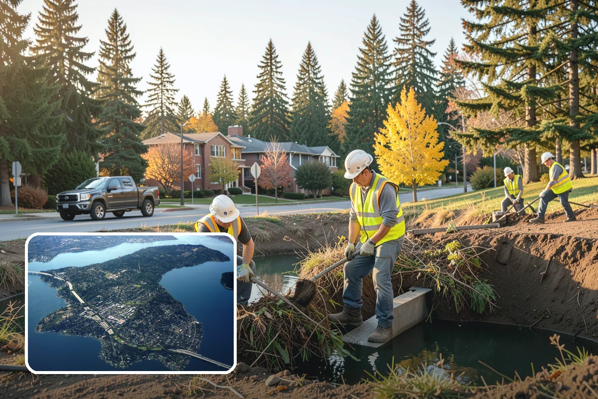 Municipal Vegetation Management in Mercer Island, King County, WA - Cleared sight lines and signage improve public safety and MUTCD compliance