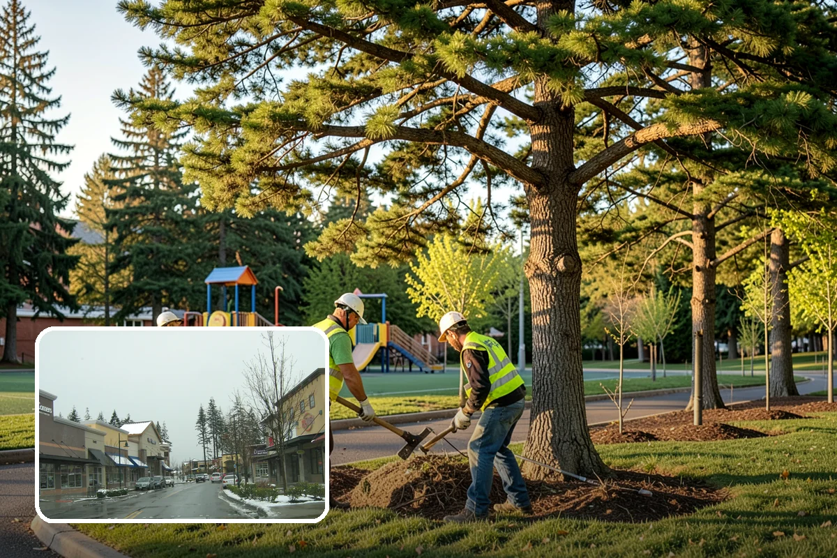 Municipal Vegetation Management in Mill Creek, Snohomish County, WA - Cleared sight lines and signage improve public safety and MUTCD compliance