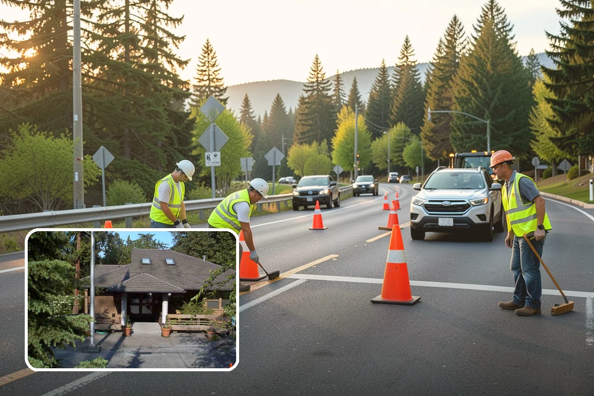 Municipal Vegetation Management in Yarrow Point, King County, WA - Cleared sight lines and signage improve public safety and MUTCD compliance