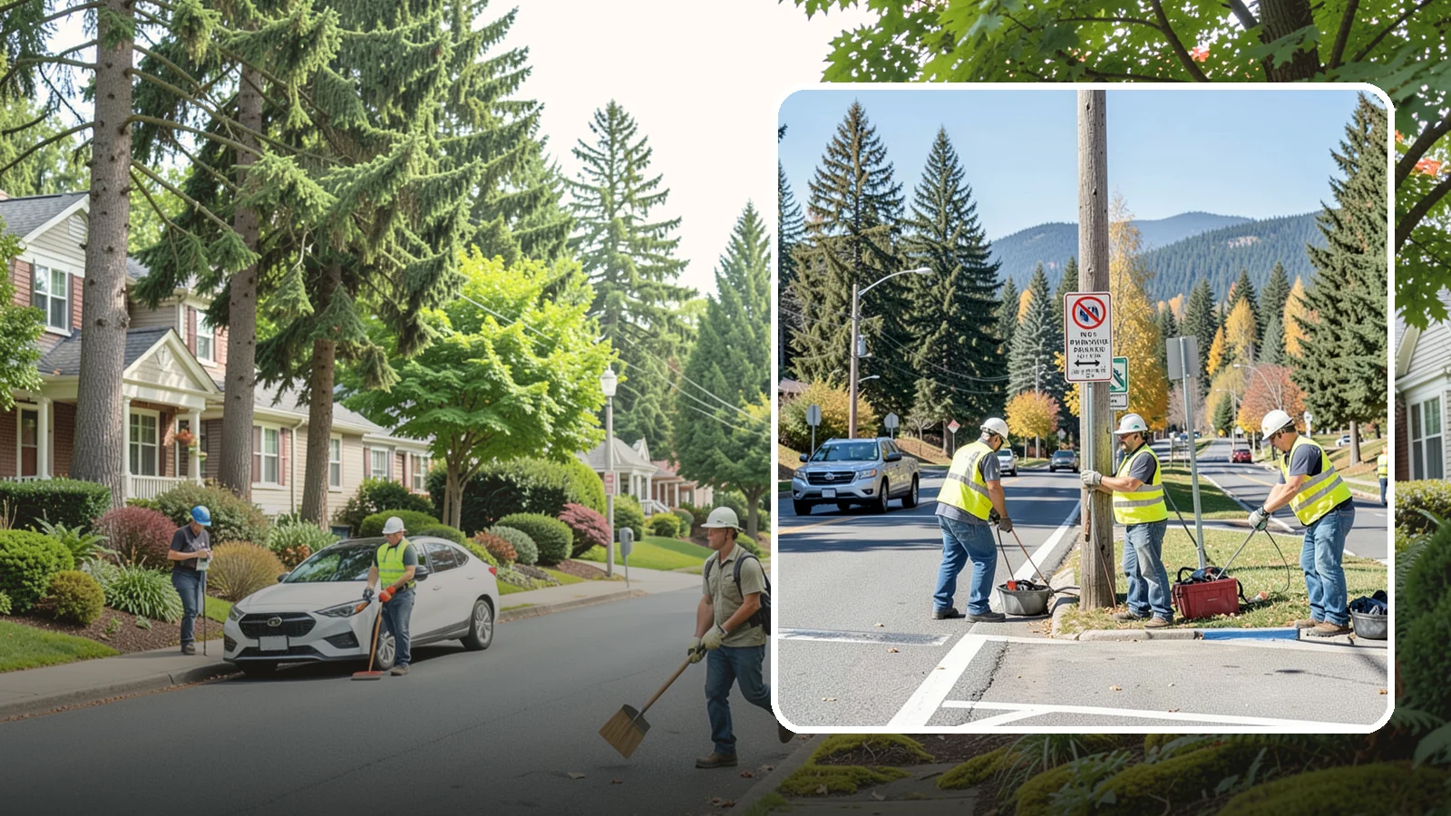 No Parking Sign Installation in Beaux Arts Village, King County, WA - Installation of regulatory no-parking and restricted-parking signs to support enforcement and clear-zone access.