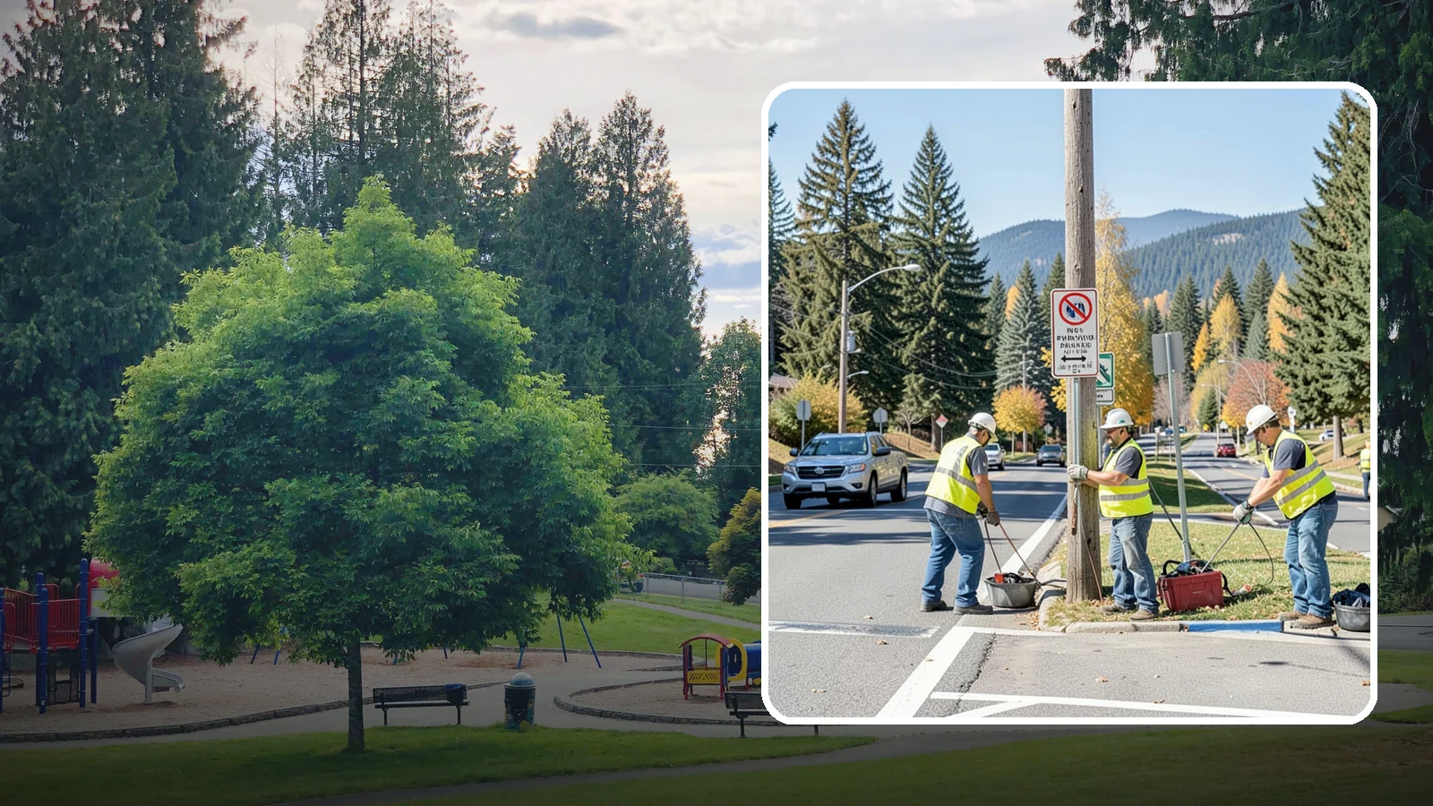 No Parking Sign Installation in Bonney Lake, Pierce County, WA - Installation of regulatory no-parking and restricted-parking signs to support enforcement and clear-zone access.