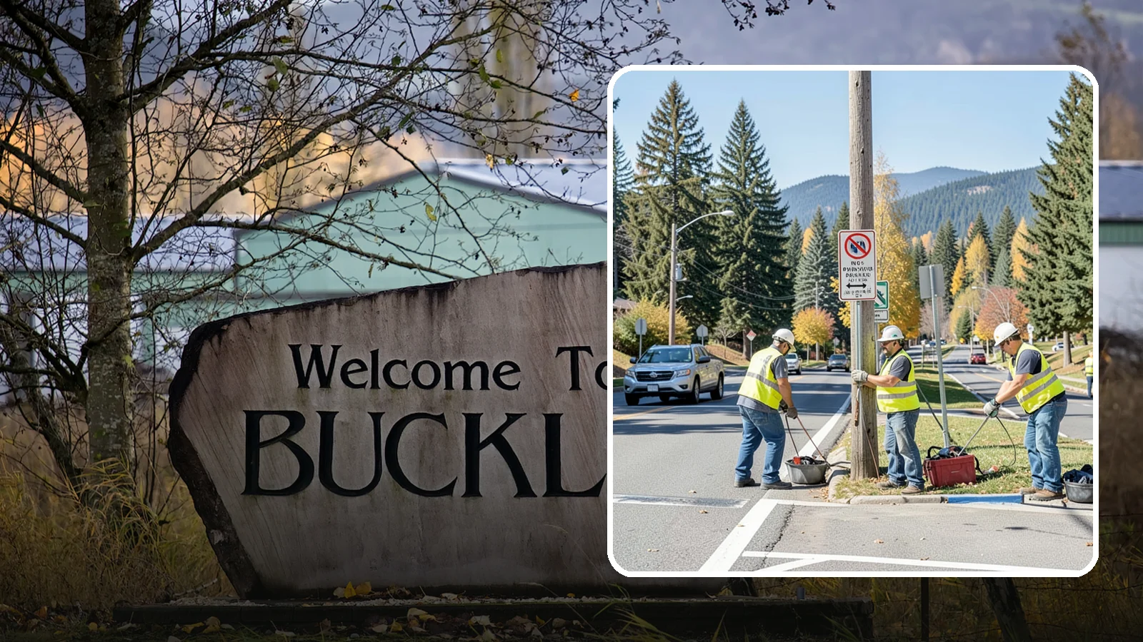 No Parking Sign Installation in Buckley, Pierce County, WA - Installation of regulatory no-parking and restricted-parking signs to support enforcement and clear-zone access.