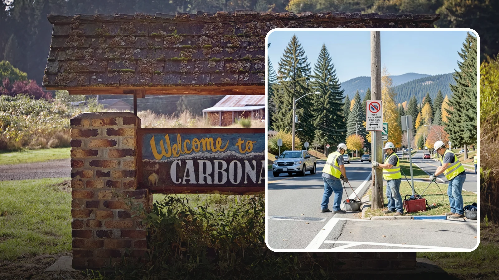 No Parking Sign Installation in Carbonado, Pierce County, WA - Installation of regulatory no-parking and restricted-parking signs to support enforcement and clear-zone access.