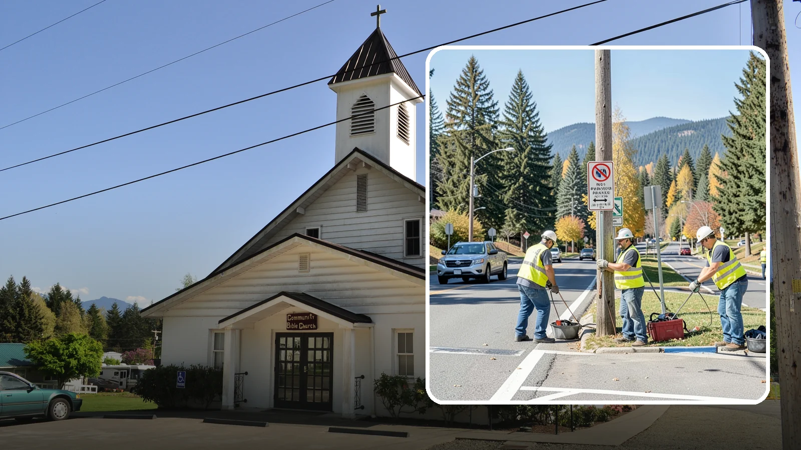 No Parking Sign Installation in Concrete, Skagit County, WA - Installation of regulatory no-parking and restricted-parking signs to support enforcement and clear-zone access.