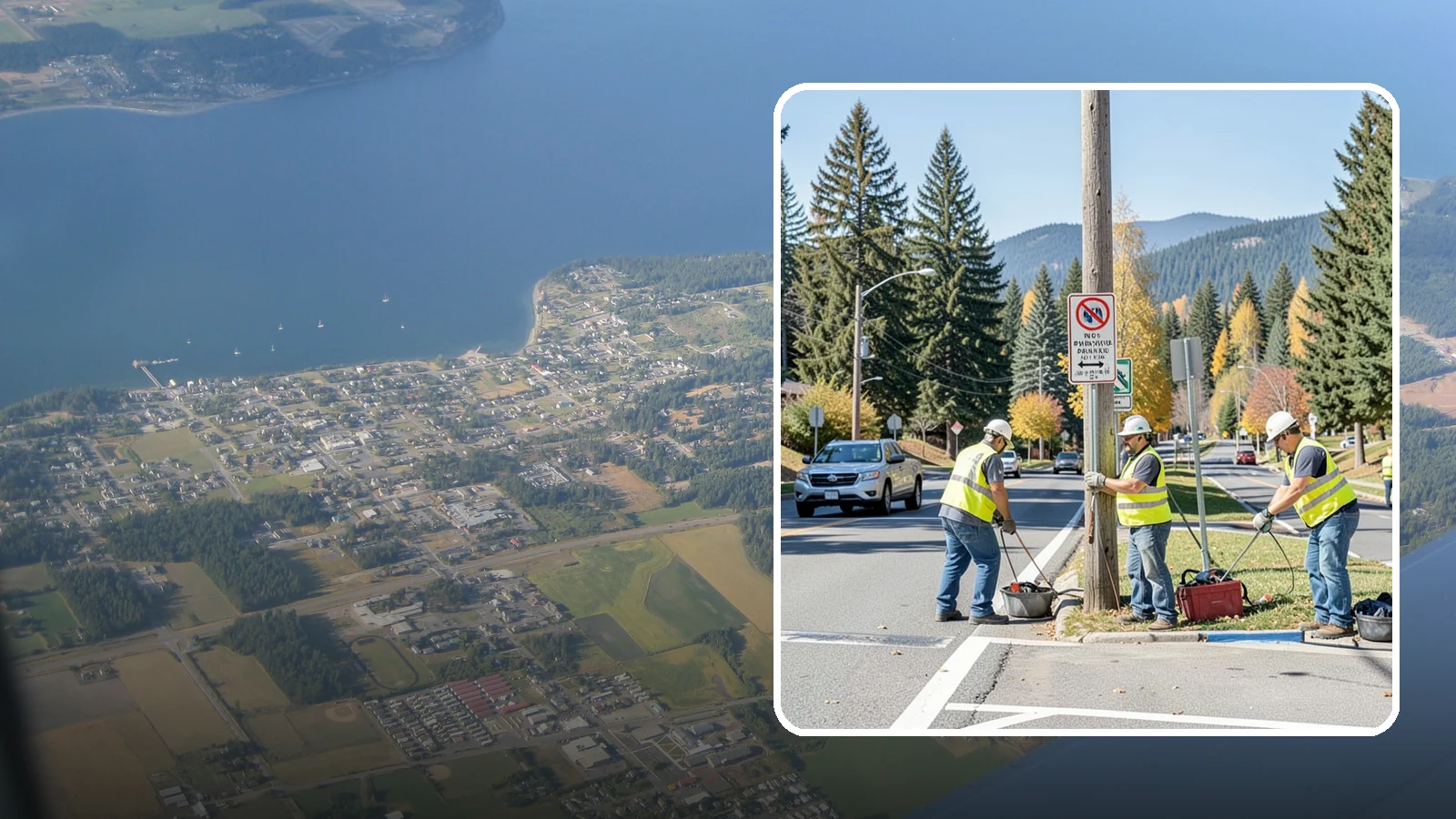No Parking Sign Installation in Coupeville, Island County, WA - Installation of regulatory no-parking and restricted-parking signs to support enforcement and clear-zone access.