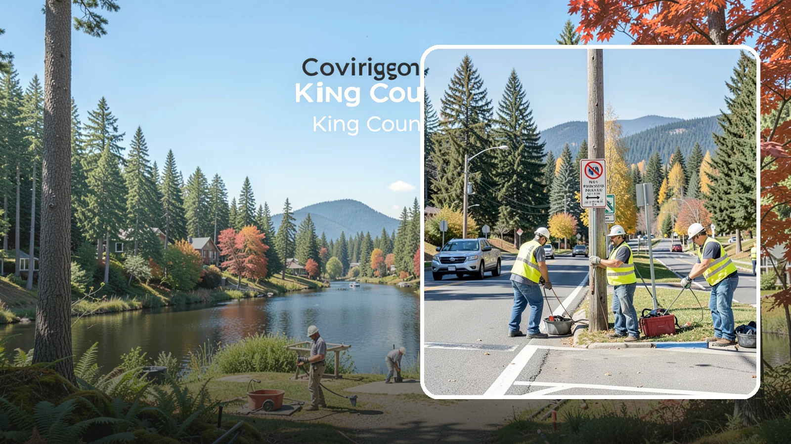 No Parking Sign Installation in Covington, King County, WA - Installation of regulatory no-parking and restricted-parking signs to support enforcement and clear-zone access.