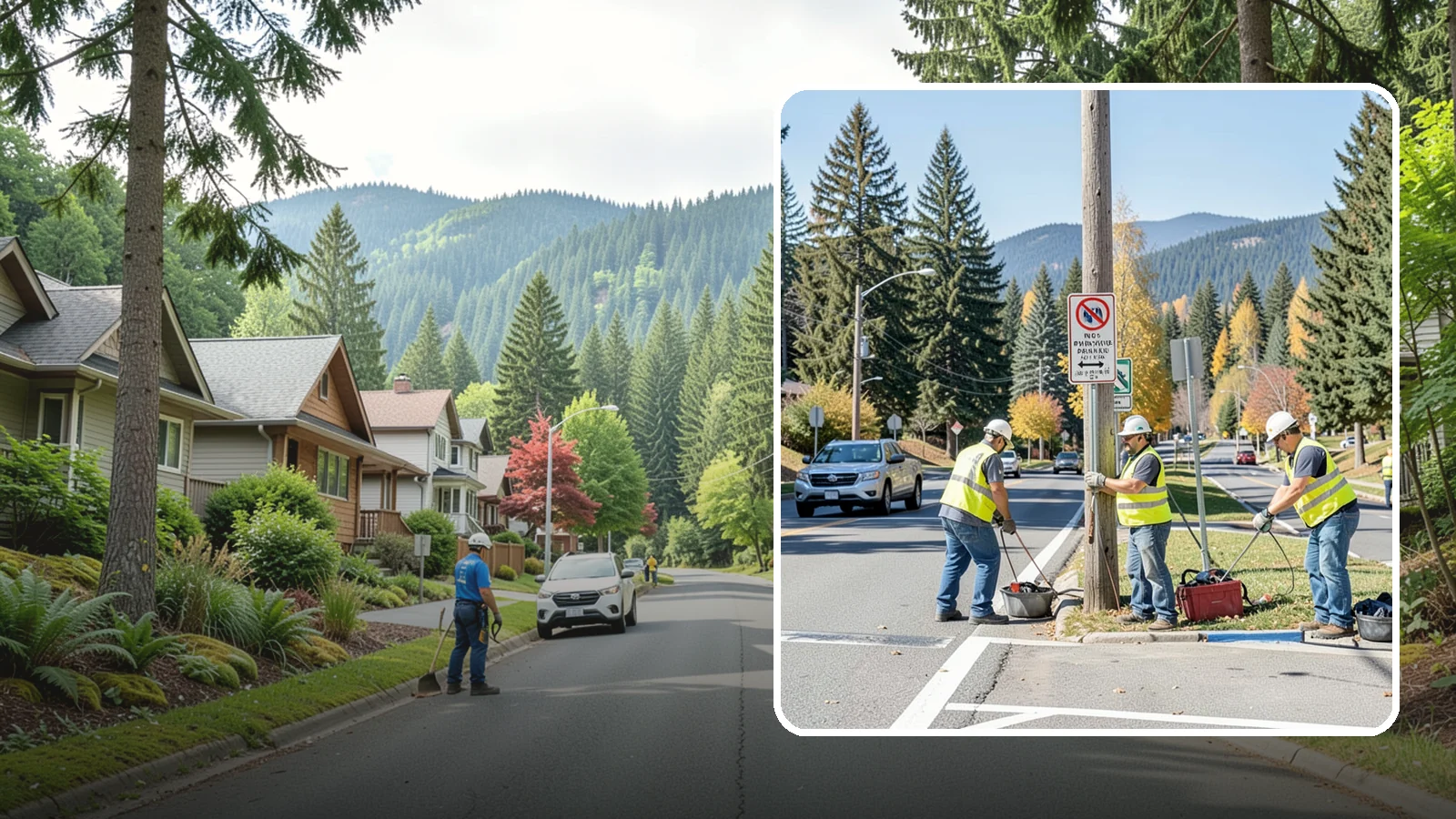 No Parking Sign Installation in Darrington, Snohomish County, WA - Installation of regulatory no-parking and restricted-parking signs to support enforcement and clear-zone access.