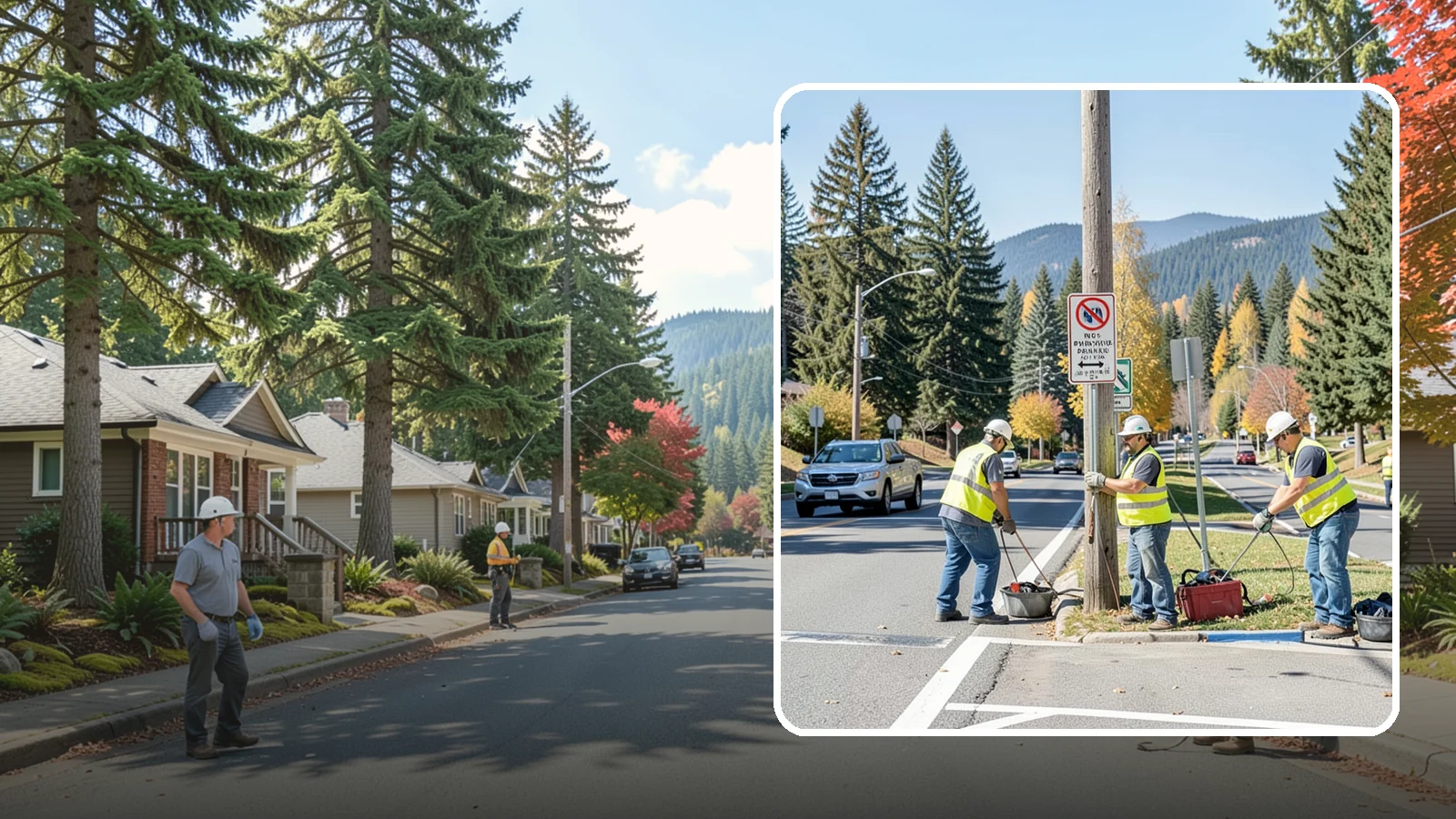 No Parking Sign Installation in Hunts Point, King County, WA - Installation of regulatory no-parking and restricted-parking signs to support enforcement and clear-zone access.