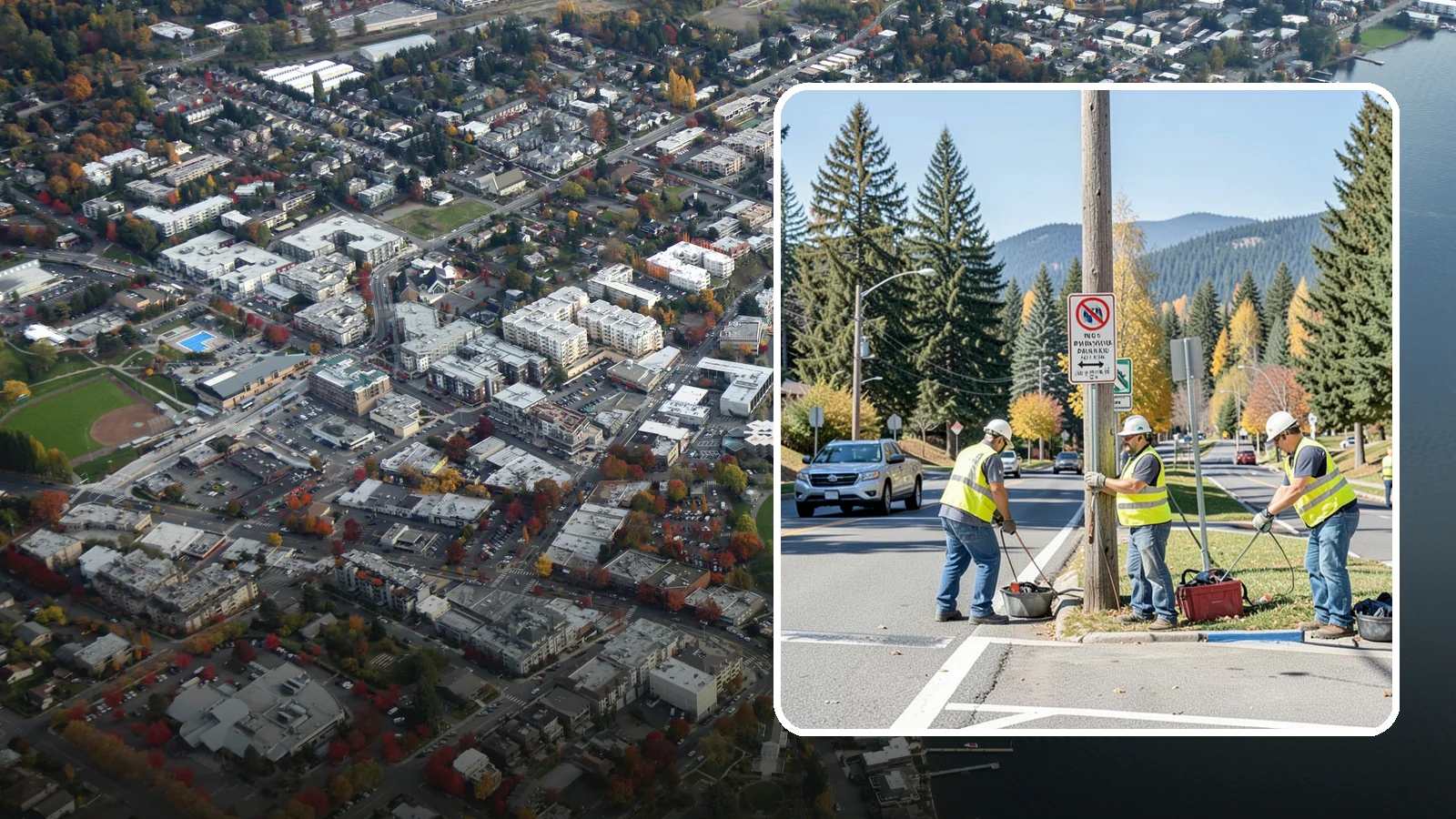 No Parking Sign Installation in Kirkland, King County, WA - Installation of regulatory no-parking and restricted-parking signs to support enforcement and clear-zone access.