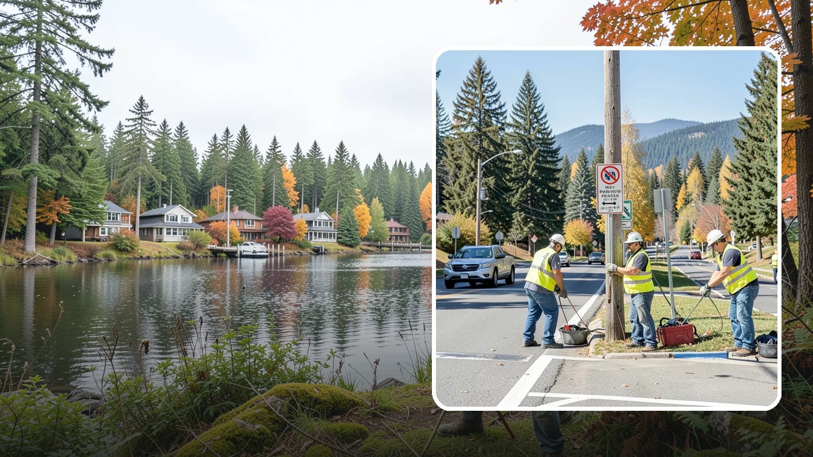 No Parking Sign Installation in La Conner, Skagit County, WA - Installation of regulatory no-parking and restricted-parking signs to support enforcement and clear-zone access.