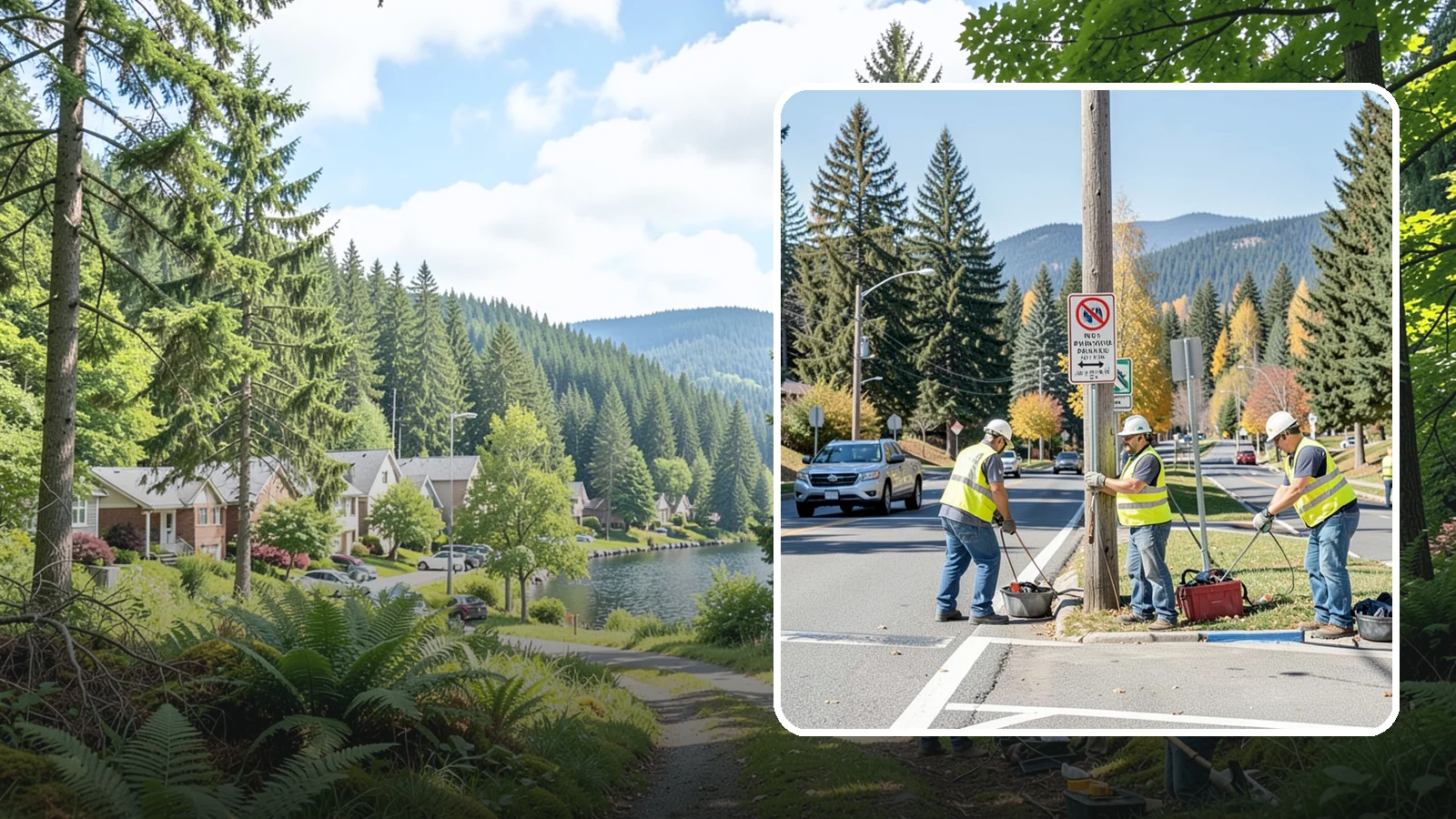 No Parking Sign Installation in Lake Forest Park, King County, WA - Installation of regulatory no-parking and restricted-parking signs to support enforcement and clear-zone access.